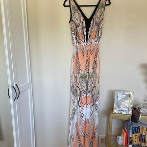 Chic Black and Orange Maxi Dress